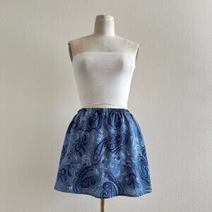 handmade blue paisley print mini skirt